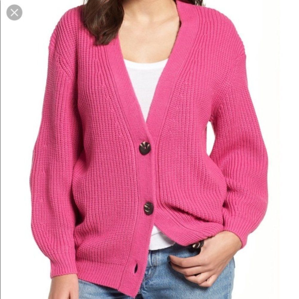 BP Oversize Balloon Sleeve Cardigan - Size Medium in Pink
